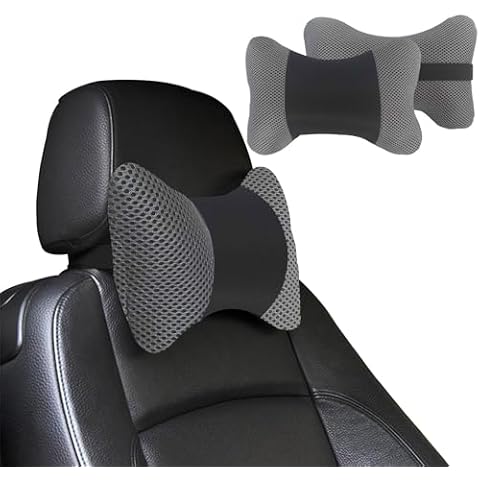 Car Neck Pillow - Soft and Durable Memory Foam for Ultimate Support - Best Travel Companion for Long Journeys - Black Elastic Strap for Secure Attachment to Your Car Headrest (10.63x7.28 INCH) Cover