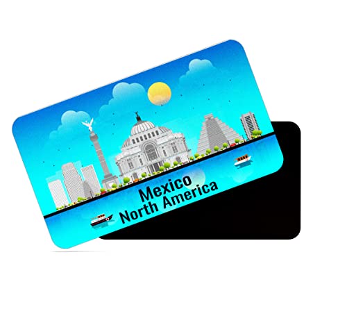 Image of dhcrafts Rectangular Rubber Fridge Magnet /Magnetic Card Blue North America Mexico Design Pack of 1 (8.6cm x 5.4cm)