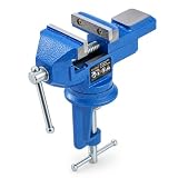 KATSU Tornillo de Banco de Trabajo, 60mm Tornillo Mini de Sujeción Pesada Universal de Precisión con 360° Base Giratoria y Yunque, Abrazadera de Banco para Carpintería Metalurgia Reparación 402322