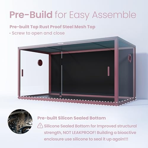 Image of Phailozoo 120 Gallon Bearded Dragon Tank,Stackable Reptile Enclosure with Front Sliding Tempered Glass Doors,Easy Assembly Aluminum Frames Reptile Tank for Snake & Lizard