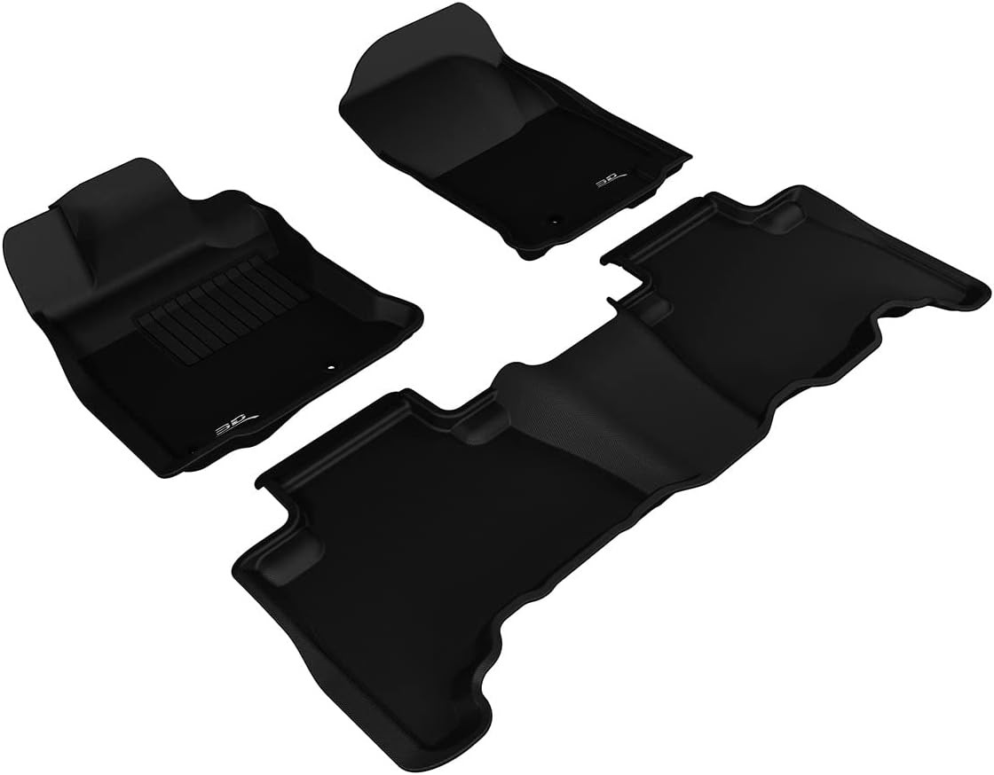 3D MAXpider All-Weather Floor Mats for Toyota 4Runner 2010-2013 Custom Fit Car Floor Liners W/O 3rd Row, Kagu Series (1st & 2nd Row, Black)