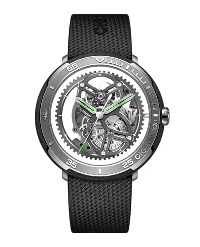CIGA Design Reloj automático esqueleto · Vector, caja redonda de fibra de carbono de 1.732 pulgadas, diseño temático de carreras, esqueleto trasero a frente, súper luminova, correa de caucho fluorado CIGA Design Reloj automático esqueleto · Vector, caja redonda de fibra de carbono de 1.732 pulgadas, diseño temático de carreras, esqueleto trasero a frente, súper luminova, correa de caucho fluorado