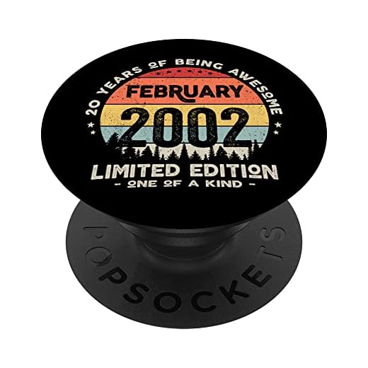 Regalo 20 años Cumpleaños Hombre Mujer - Febrero 2002 PopSockets PopGrip Intercambiable