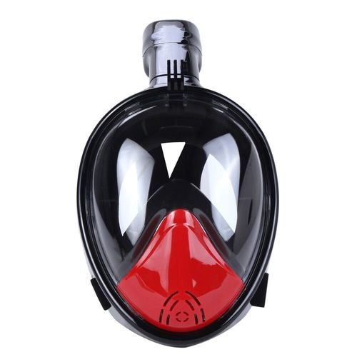 LUOOV Easy Free Breathe, la cara llena de snorkel máscara del salto, 180 ° Vista, anti-fugas, juego de máscaras sin cámara de aire, rojo negro-L / XL