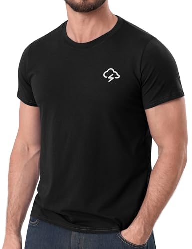 iClosam T-Shirts für Herren mit Muster Männer Tshirts Baumwolle Bequem Mens T Shirt Kurzarm Regular Fit Herrenmode-Outfits Schwarz M