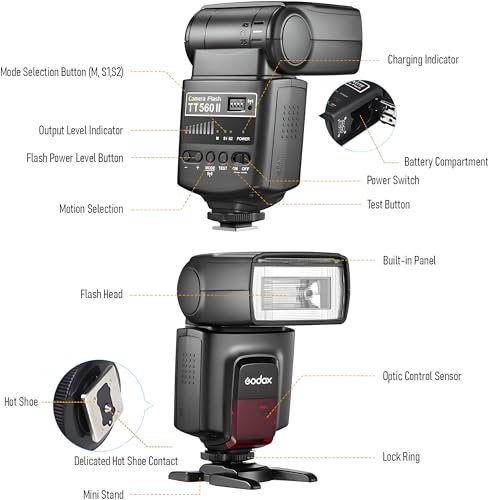 Image of Godox TT560II Wireless 433MHz GN38 Camera Flash Speedlite Light with Built-in Receiver with RT Transmitter Compatible for Canon Nikon Sony Olympus Pentax Fuji DSLR Cameras with Standard Hot Shoe