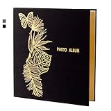 Totocan Photo Album Self Adhesive Pages, Large Self - Stick Picture Albums with Gold Foil Stamping Linen Cover, Holds 3X5, 4X6, 5X7, 6X8, 8X10 Photos (Self Adhesive 11.5'x10.6' 40Pgs, Black)