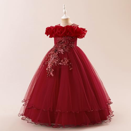 Vestidos rojos de niña para comuniones con falda tutú y hombros descubiertos tallas 7-12 2