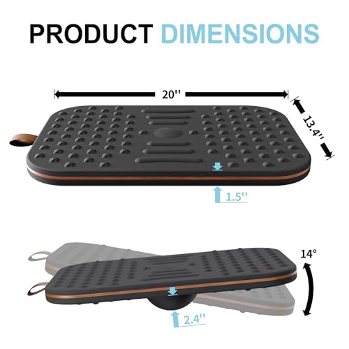 Image of 2-In-1 Standing Desk Balance Board & Foot Mat, Black | Adult Under Desk Dual-Sided Balance Board with 360-Degree Swivel Wobble,Anti-Fatigue & Foot Massage Design for Home Office
