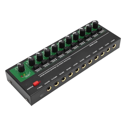 10 Kanal Soundmixer, Mehrkanal Audioprozessor, Rauscharmer Stereo Mono Mixer mit Unabhängigem Lautstärkeregler.