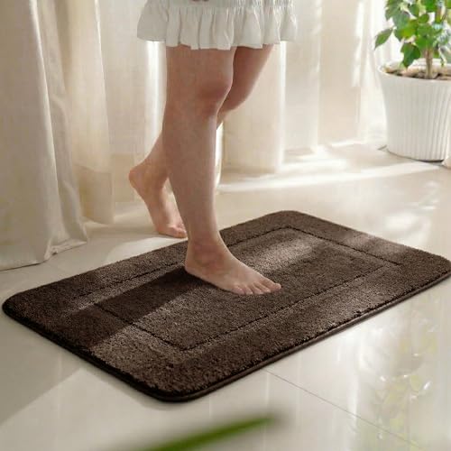 Image of Saral Home - Good Morning Mat, Soft, Anti-Skid, Washable, Water Absorbent, Quick Drying, All time usable Bathmat /Doormat /Runner. Slip-Resistant Backing for Everyday Safety.(DK.Brown. 50X70-1PC)