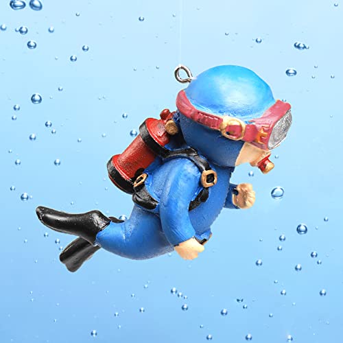 Aquarium Zubehör süßer schwimmender Taucher Aquarium Ornament Betta Fische Spielzeug Schwimm und Haustier Fische Spielset für Aquarium Szenen Arrangement (Blau) Cover