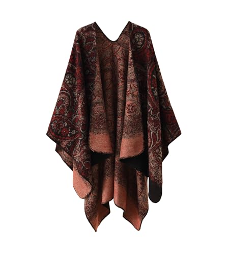 Favorland Women's Fall Winter Blanket Sweater Wrap Poncho Cape Open Front Cardigan Shawls