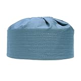 TheKufi Pigeon Blue Pleated-top Solid Color Fabric Kufi Prayer Skull Cap Kufi Hat Tabligh Topi (L- 23