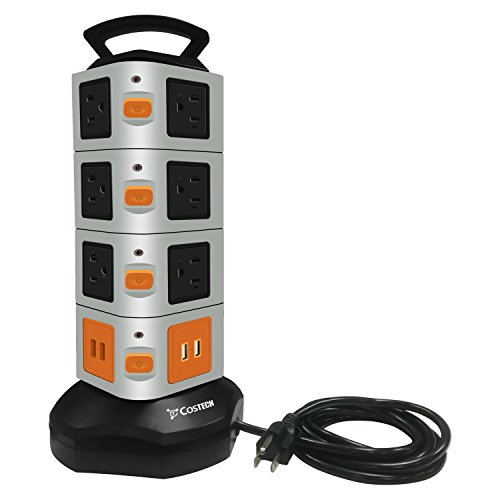 14 Outlet Surge Protector Power Strip with 4 Port USB Charging Ports Multiple USB Output Surge Overload Protector 6.5 Feet for Electronic Device