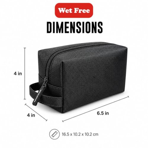 Image of Multipurpose Travel Pouch-Black, Waterproof Storage Bag for Toiletries, Shaving Kit & Stationery, Strong Zipper, Durable PVC Coated Fabric, Easy-to-Clean & User Friendly Stuff Organizer
