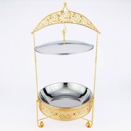 Set da buffet caldo in acciaio inox - vassoio da buffet con coperchio sospeso, server a buffet e riscaldamento, attrezzatura per contenitori per il riscaldamento degli alimenti da tavola (Size:4.5L,