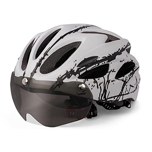 Casque VTT blanc et noir réglable avec visière magnétique pour adulte