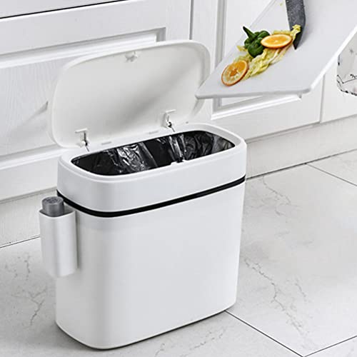 LIFKOME Badezimmer Mülleimer 14L- Badezimmer- Mülleimer mit Deckel Dünnes Kunststoff- Schmale Schlafzimmer- Mülltonne Walkbasket- Pressetyp- Deckel Müll- Container- Behälter für - Image 3
