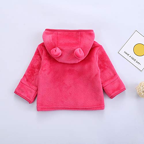 Cute Full Zip Up Hoodie For Baby Kids Bear Ear Hooded Coat Girls Boys Fleece Jacket Outwear Winter Solid Fluffy Coats (Pink, 3-6 Months) #TOP2