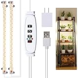 LED植物育成ライト、フルスペクトル植物ランプ、3/9/12Hタイマー、10段階調光、室内栽培用、家庭菜園、水耕栽培、日照不足解消、植物成長促進、2ヘッド33cm温光96LED