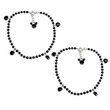  Silvesto India - Tobillera de plata de ley 925 con piedras de ónix negro natural