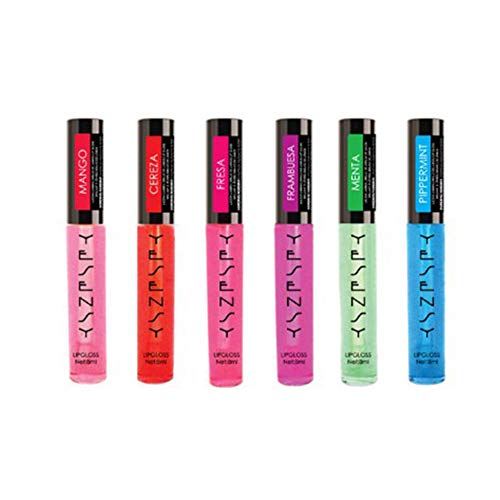 Lot de 6 Gloss Yesensy Fruite Parfum MANGUE, CERISE, FRAISE, FRAMBOISE, MENTHE ET MENTHE FORTE - Gloss Brillant a levres