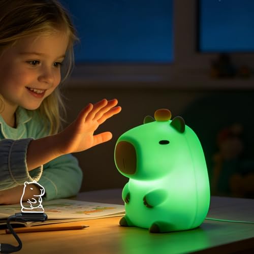 Lámpara de noche capibara silicona para niños recargable miniatura 1