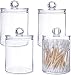 Yesland Set di 4 supporti per cotton fioc, da 250 ml, con coperchio, in plastica trasparente, per spugne per il trucco, dispenser di sali da bagno, fascia per capelli, contenitore per il bagno