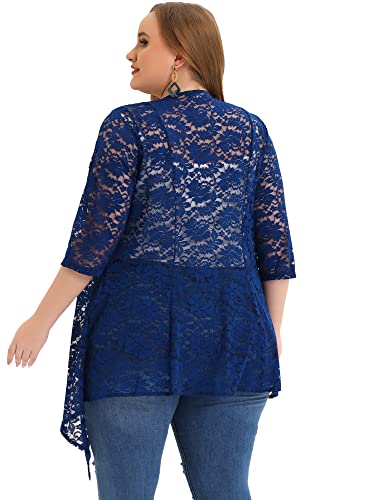 Image of Agnes Orinda Plus Size Cardigans for Women Open Front 3 /4 Sleeves Crochet Cover Ups Jackets 2024