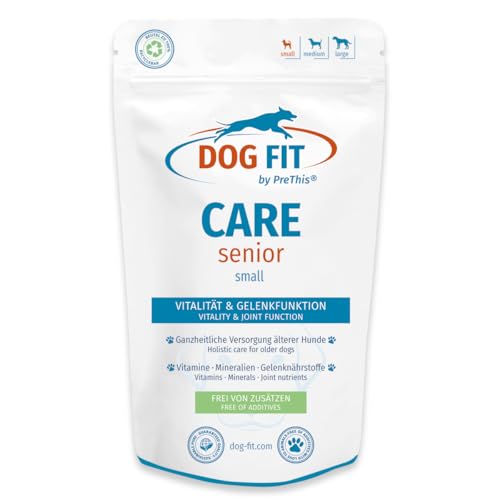 DOG FIT by PreThis® Care Senior für ältere Hunde I Für Vitalität, Wohlbefinden und die Unterstützung der normalen Gelenkfunktion. Mit essenziellen Nährstoffen, ohne Zusätze I small bis 10 kg