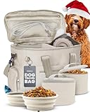 The Original Doggy Bag™- Dog Travel Bag for Supplies - Ultimate Gift for Dog Moms & Dads, Doggy Lovers & Pet Owners for Christmas- Includes 2 BPA-Free Travel Bowls and 2 Food Containers: Beige