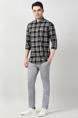 Image of Peter England Men's Checkered Shirt | 100% Cotton