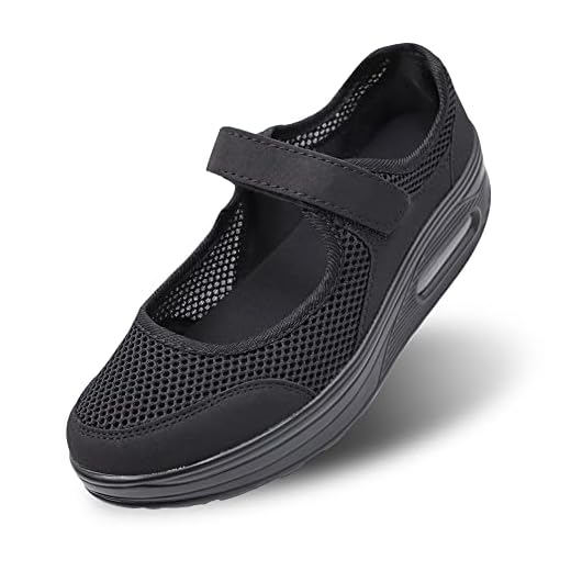 Secret Slippers Women Diabetic Walking Shoes, Air Cushion Breathable Mesh Slip on Walking Sneakers, Adjustable Strap Mesh Mary Jane Shoes Working Nurse Shoes for Edema Arthritis Black