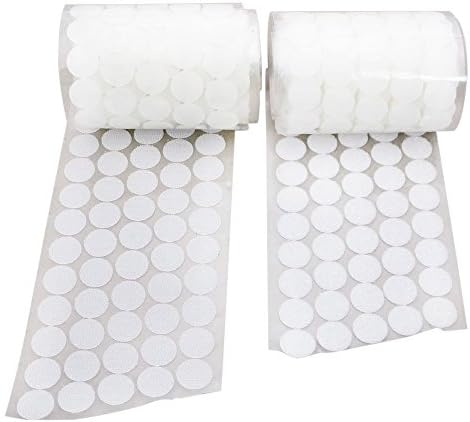 HomeABC 1000pcs Loop Side Adhesive Tapes Sticky Back Coins, 3/4" Diameter, White