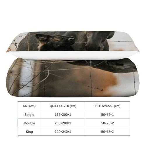 Housse de couette single microfibre imprimé 3D animaux zippée