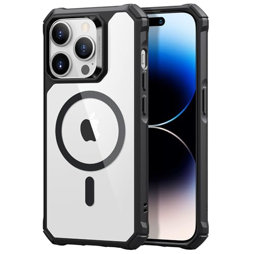 ESR for iPhone 14 Pro Max Case, MagSafe Compatible, Military-Grade Protection, Shock-Absorbing Corners, Scratch-Resistant, Anti-Yellowing Acrylic Back, Slim Protective, Air Armor Series, Clear Black