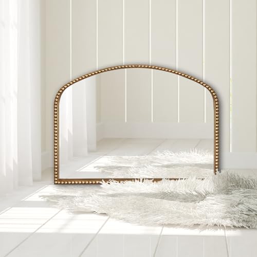 Ironsmithn Wall Mirror Mounted Decorative Long Hanging Arched Traditional Vintage Ornate Baroque Beaded Frame Wall-Mounted Decor For Washroom thumb #4