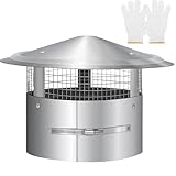 Magam 8 Inch Round Chimney Cap,8 Inch Tapered Top Chimney Cap with Screen, Adjustable and Reinforced Chimney Cap,8 Inch Chimney Cap with Fastening Device with Screen, Stovepipe Finial,Stainless Steel
