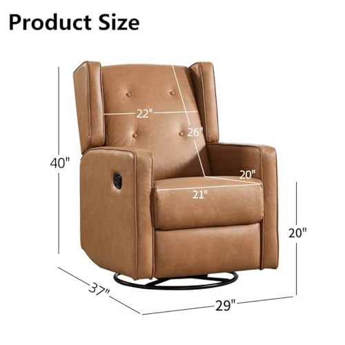 Image of CANMOV Swivel Rocker Recliner Chair Set of 2, Nursery Glider Chair, Nursery Rocking Chairs, Manual Reclining Chair, Brown