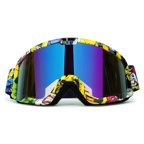 Image of Dirt Bike Goggles ATV Motorcycle Gear for Men Women Adult Youth Kids | Motocorss Riding Racing Glasses, MX UTV MTB Goggles, UV400, Anti-Scratch, Dustproof Windproof - Colorful Lens