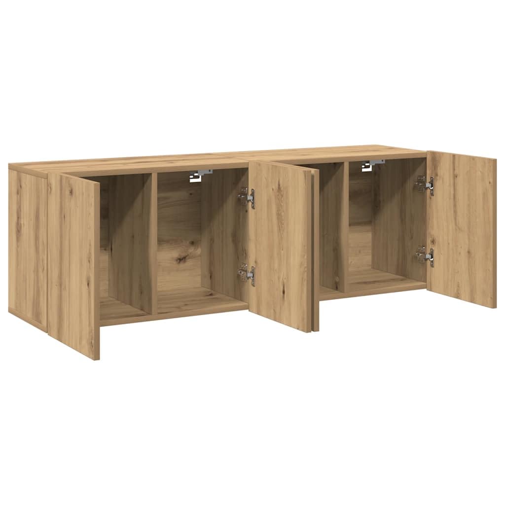 vidaXL Muebles de TV de Pared 2 Unidades Roble artisian 80x30x41 cm, Soporte para TV, Armario Consola de TV, Muebles de Dormitorio, Mueble Multimedia