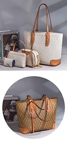 Image of Women Combo Handbag Embossed Pattern 4 in 1 Set Tote, Cross body, Pouch, Card Holder