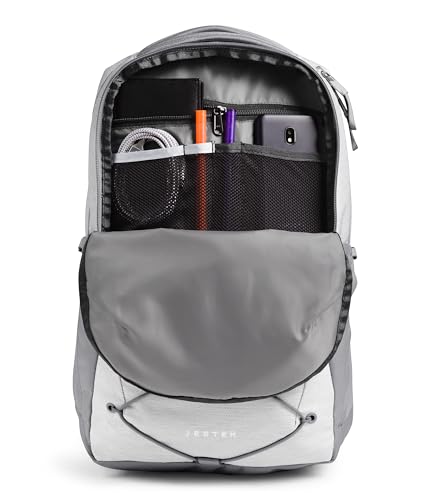 Image of The North Face Women's Jester Everyday Laptop Backpack - Commuter Travel Bag, Laptop Sleeve, Water-Repellent, TNF White Metallic Melange /Mid Grey-NPF, One Size