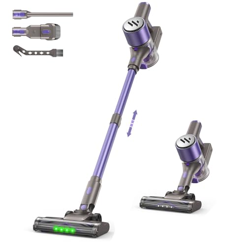Image of WLOTPO Vacuum Cleaners for Home,Cordless Vacuum Cleaner,Lightweight Stick Vacuum Cordless Rechargeable,Self-Standing Design,LED Touch Screen,Vacuum for Hardwood Floors,Carpet,Pet Hair(Purple)