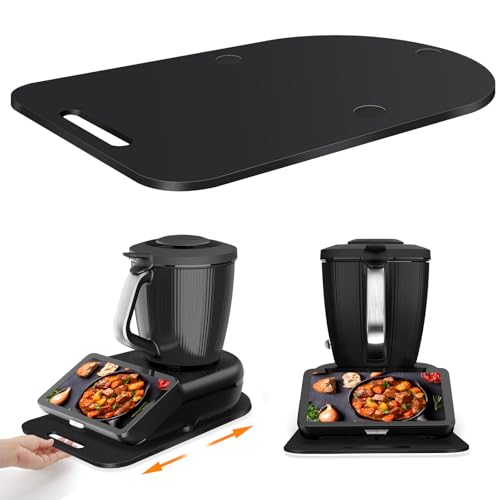 Gleitbrett für Thermomix TM7, Mit Einem Griff Schnelles Bewegen Rollbrett für Thermomix Vorwerk Küchenmaschine TM7 Zubehör Unterlage Brett (Acryl - Schwarz)
