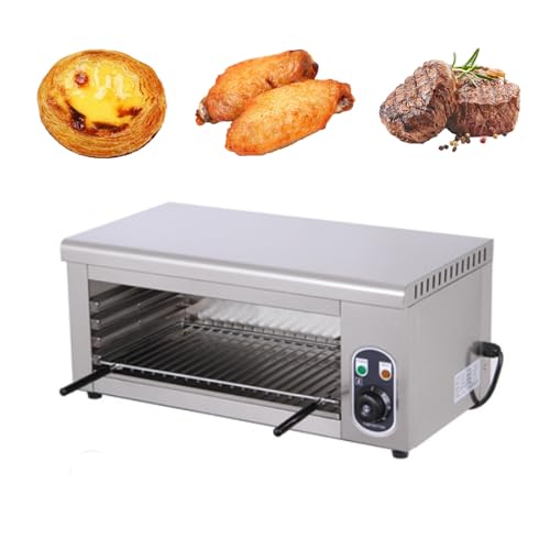 Cheese Melter, 2000W Electric Steak Broiler, 110V Commercial Salamander Broiler Stainless Steel Cheese Melter Machine Countertop Turbofan Broiler for Melt Cheese, Toast Sandwiches, Grill Steaks