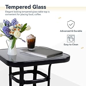 Incbruce 3 Piece Patio Bistro Set Outdoor Rocking Chairs Set Porch Patio Conversation Chairs Set of 2 with Glass Top Coffee Table Red Thickened Cushion