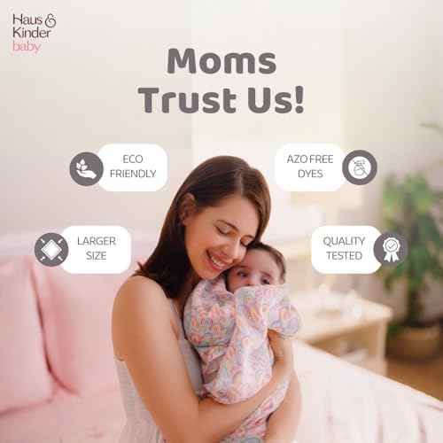 Image of haus & kinder 100% Cotton Muslin Swaddle Wrap for New Born Baby | Pack of 3 (120x120 cm) | Baby Blanket & Swaddles for Newborn | Twinkle Dreams Collection