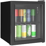 HOMCOM Mini Frigo per Bevande 46L 59 Lattine 0-20℃ Porta in Vetro Nero